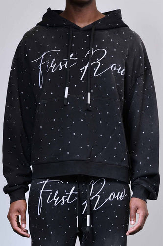 First Row -ALLOVER RHINE STONE PULLOVER HOODIE - Clique Apparel