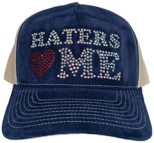Load image into Gallery viewer, Haters Love Me Rhinestone Trucker Hat – Multi color - Clique Apparel