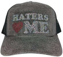 Load image into Gallery viewer, Haters Love Me Rhinestone Trucker Hat – Multi color - Clique Apparel