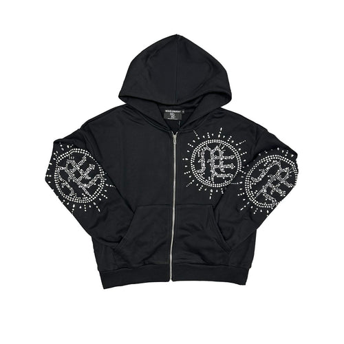 Mixed Emotion - Eclipse Black Rhinestone Hoodie - Clique Apparel
