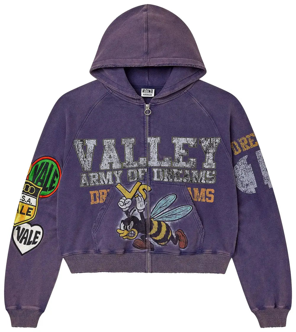 Valley  Forever - Army Zip up Hoodie - Purple - Clique Apparel