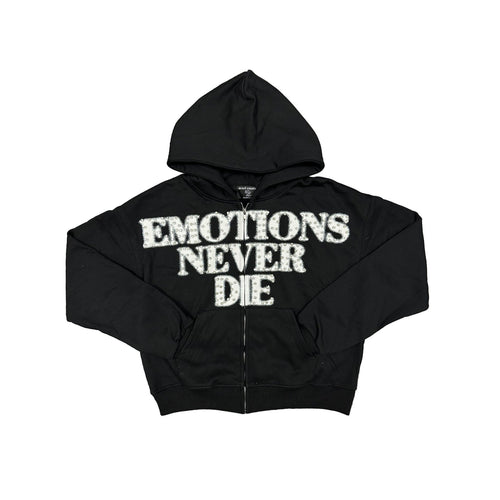 Mixed Emotion - Black ‘End’ Rhinestone hoodie - Clique Apparel
