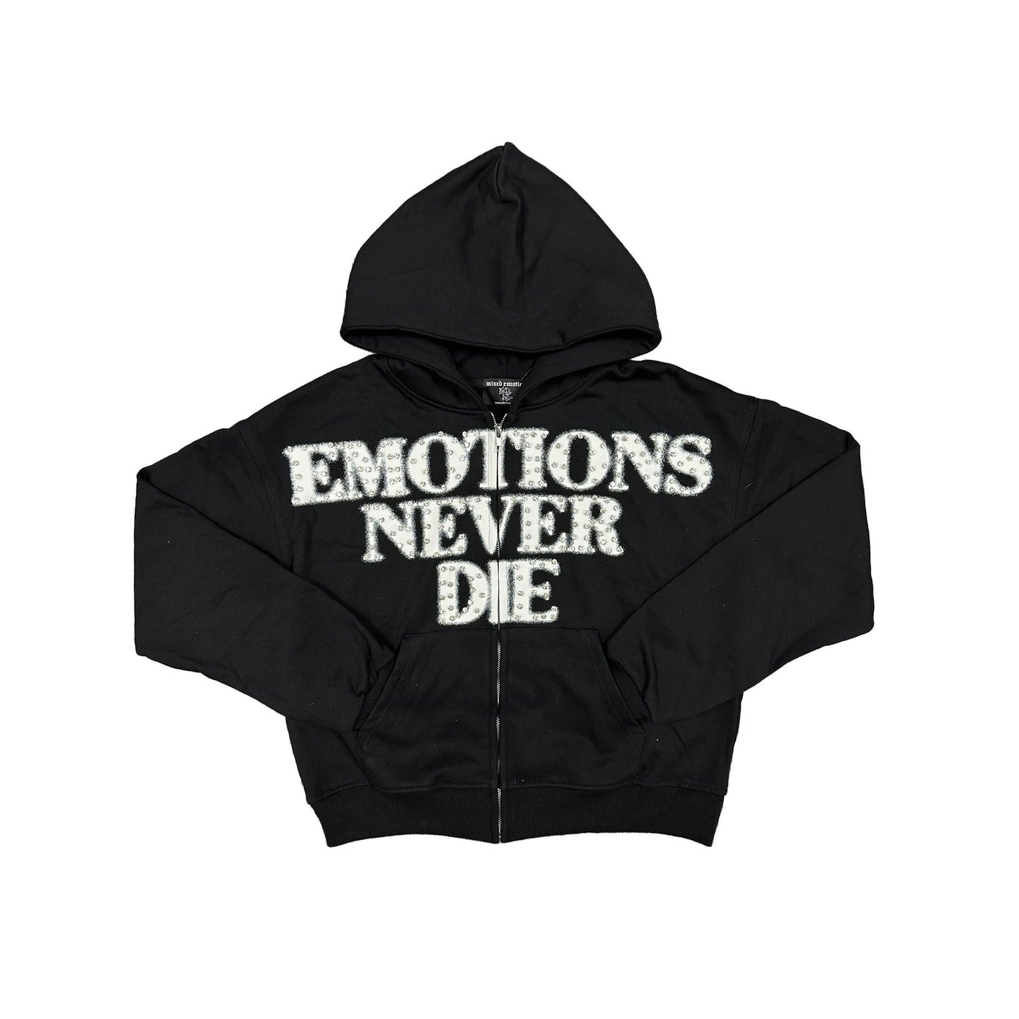 Mixed Emotion - Black ‘End’ Rhinestone hoodie - Clique Apparel