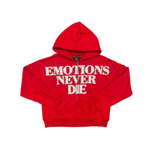 Load image into Gallery viewer, Mixed Emotion - RED ‘End’ Rhinestone hoodie - Clique Apparel