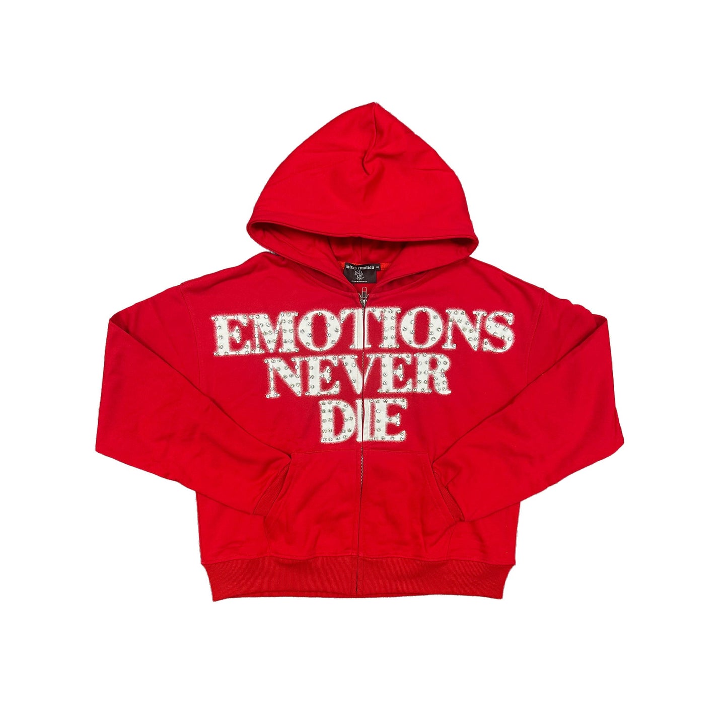 Mixed Emotion - RED ‘End’ Rhinestone hoodie - Clique Apparel