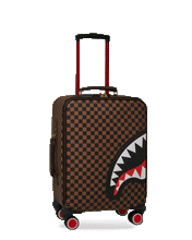 Load image into Gallery viewer, Sprayground - Exterior Gold Zip Pocket Sharks in Paris Jetsetter Carry-On Luggage - Clique Apparel