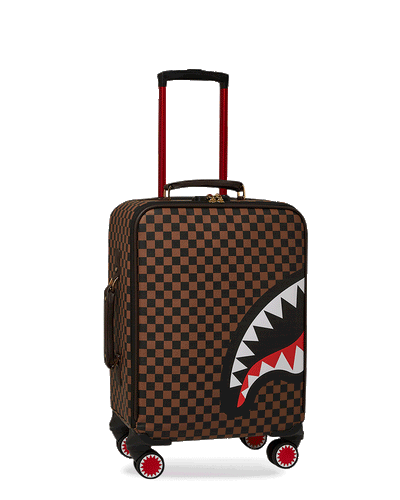 Sprayground - Exterior Gold Zip Pocket Sharks in Paris Jetsetter Carry-On Luggage - Clique Apparel