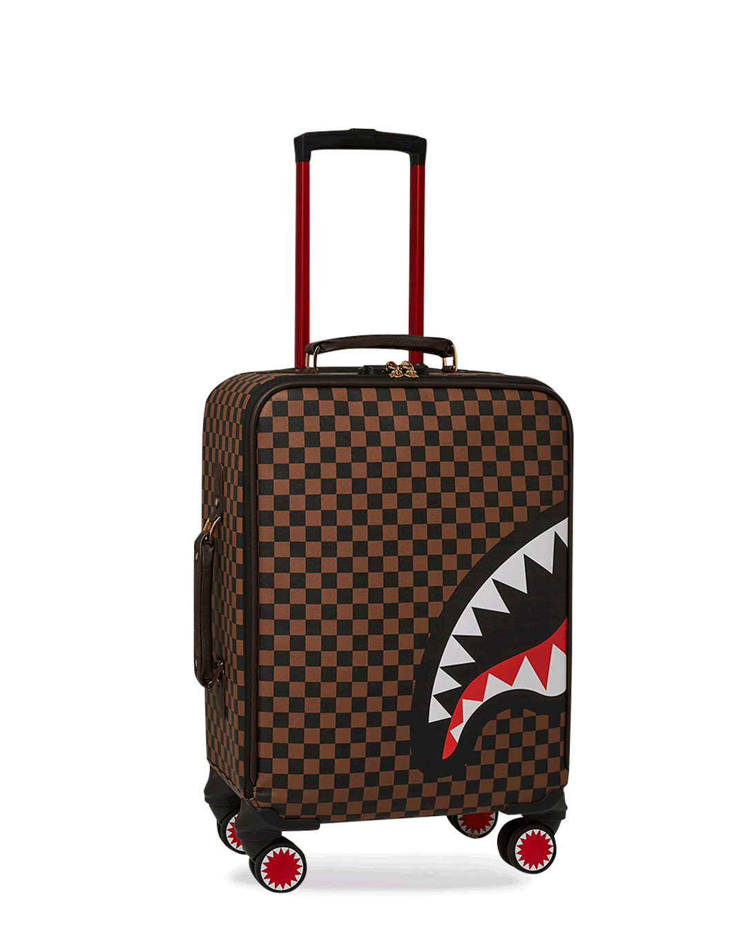 Sprayground - Exterior Gold Zip Pocket Sharks in Paris Jetsetter Carry-On Luggage - Clique Apparel