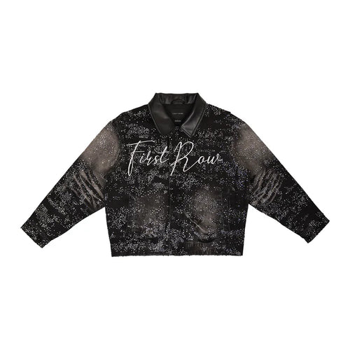 First Row - All Over Rhinestone Work Wear Jacket - Black - Clique Apparel
