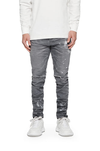 Purple - P001 Worn Grey Knee Slit Jeans - Clique Apparel