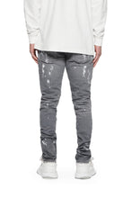 Load image into Gallery viewer, Purple - P001 Worn Grey Knee Slit Jeans - Clique Apparel