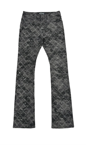 Vicious Grey Camo Embellished Rhinestone Denim - Clique Apparel