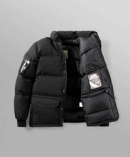 Load image into Gallery viewer, Paper Plane Hoodie- Solid Puffer Jacket -  Black - Clique Apparel