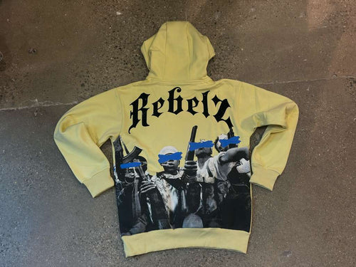 Point Blank - Rebelz Luxe Rhinestone Hoodie - Butter - Clique Apparel