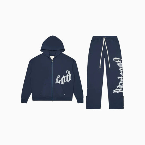 Godspeed - OG Logo Sweatsuit V2 (Navy/Silver) - Clique Apparel