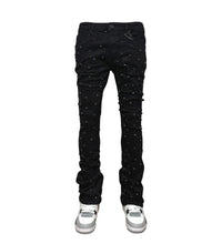 Load image into Gallery viewer, Vicious Embellished Black Flared Denim Jeans - Clique Apparel