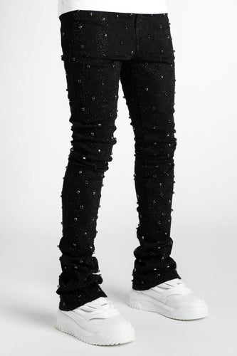 Vicious Embellished Black Flared Denim Jeans - Clique Apparel