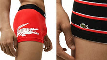Load image into Gallery viewer, MEN&#39;S LACOSTE LONG STRETCH TULIP RED/BLACK/STRIPED COTTON BOXER BRIEF 3-PACK - Clique Apparel