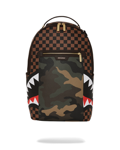 Sprayground - Exterior Gold Zip Pocket Sharks in Paris Backpack (Dlxv) - Clique Apparel