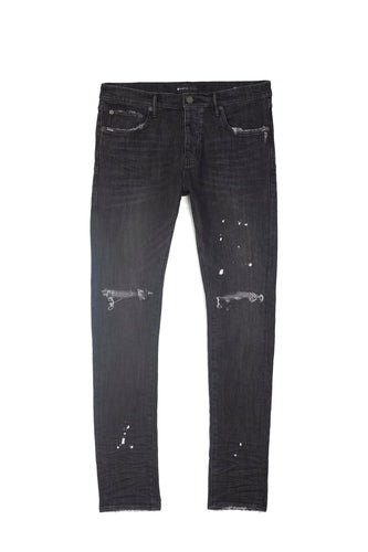 Purple - P001 Low Rise Skinny Jean Black Overspray - Clique Apparel