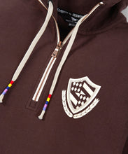 Load image into Gallery viewer, Paper plane -Collegiate Spectrum Half Zip Drop Shoulder Hoodie - Coffee - Clique Apparel