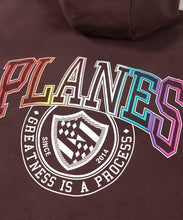 Load image into Gallery viewer, Paper plane -Collegiate Spectrum Half Zip Drop Shoulder Hoodie - Coffee - Clique Apparel