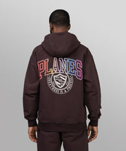 Load image into Gallery viewer, Paper plane -Collegiate Spectrum Half Zip Drop Shoulder Hoodie - Coffee - Clique Apparel