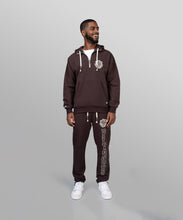 Load image into Gallery viewer, Paper plane -Collegiate Spectrum Half Zip Drop Shoulder Hoodie - Coffee - Clique Apparel