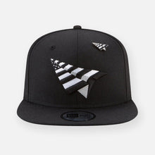 Load image into Gallery viewer, Paper Plane - The Original Crown Old School Snapback Hat with Green Undervisor - Clique Apparel