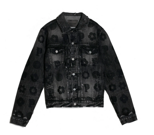 Purple Brand Denim Jacket Full Monogram - Black - Clique Apparel