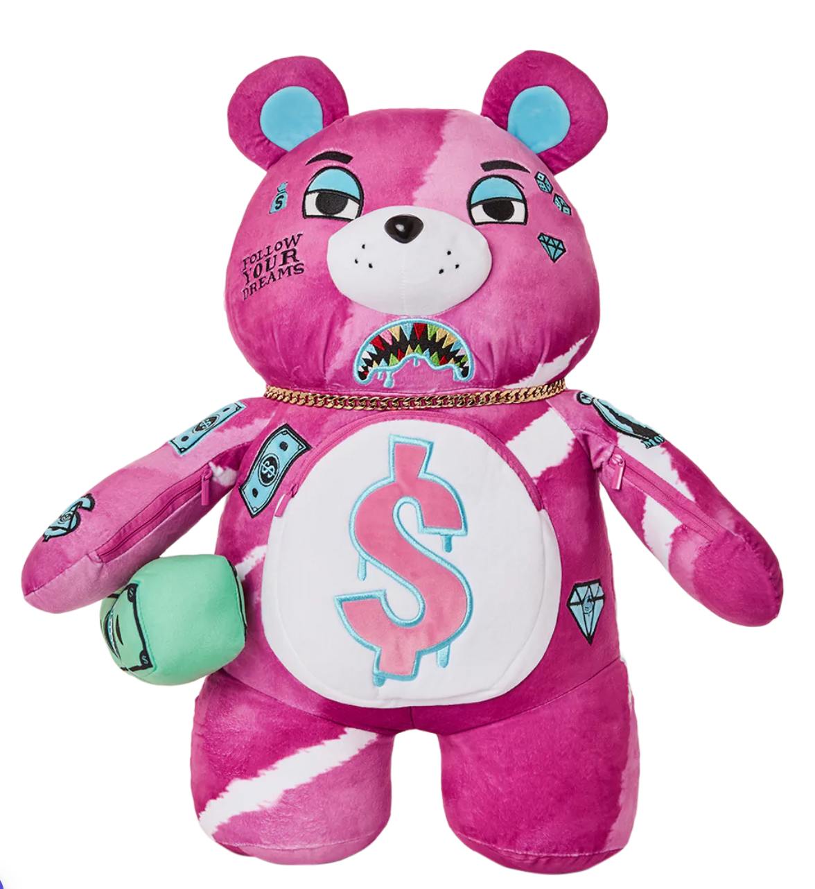 PINK PUNK MONEYBEAR TEDDYBEAR BACKPACK - Clique Apparel