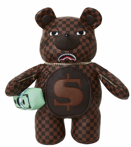 SHARKS IN PARIS CHECKERED MONEYBEAR TEDDYBEAR BACKPACK - Clique Apparel